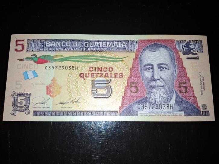 ### Guatemala 5 quetzal 2022 ###, Postzegels en Munten, Bankbiljetten | Amerika, Midden-Amerika, Ophalen of Verzenden