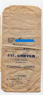 zakje van Jac. Gorter opticiën, horlogemaker te Lemmer 1958, Verzenden, Gebruikt, Gebruiksvoorwerp