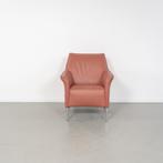 1x Leolux Mayuro Fauteuil Oudroze Leer - Chroom Frame, Huis en Inrichting, Minder dan 75 cm, Ophalen of Verzenden, Zo goed als nieuw