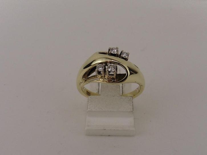 Gouden damesring met briljant                             G5, Sieraden, Tassen en Uiterlijk, Ringen, Gebruikt, Dame, 17 tot 18