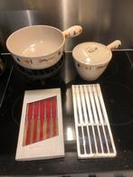 t.k.Le Creuset Harmonic Blue unieke set savoyarde caquelon, Huis en Inrichting, Keuken | Potten en Pannen, Ophalen, Zo goed als nieuw