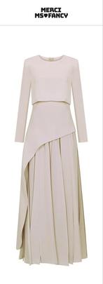 Elegante Galajurk - Beige, Beige, Ophalen of Verzenden, Zo goed als nieuw, Onder de knie