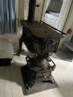 Platte buis kachel met pijp en onder plaat., Huis en Inrichting, Kachels, Ophalen of Verzenden, Gebruikt, Hout, Houtkachel