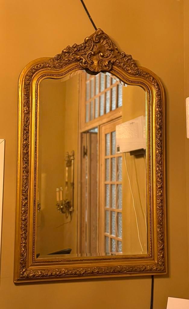 Grote antieke bladgoud spiegel, Antiek en Kunst, Antiek | Spiegels, 50 tot 100 cm, 100 tot 150 cm, Rechthoekig, Ophalen of Verzenden