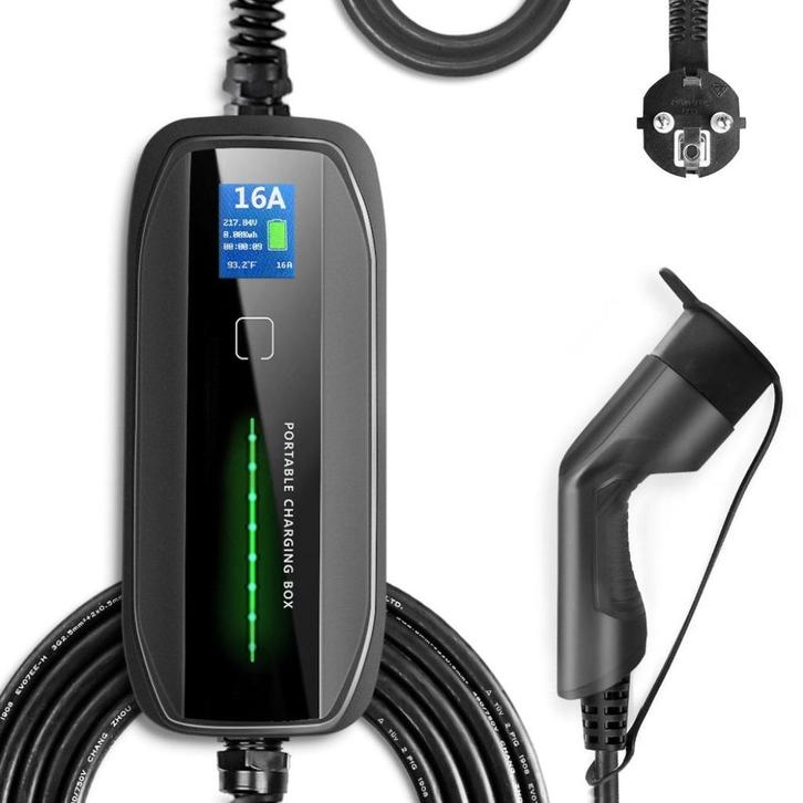 Mobiel Laadstation | Type 2 naar stopcontact | 5 Meter | LCD, Auto diversen, Laadpalen, Nieuw, Laadpaal en Laadkabel, Ophalen of Verzenden