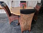 Ronde Design Eettafel met 4 Stoelen, Gebruikt, Design, Rond, Ophalen of Verzenden