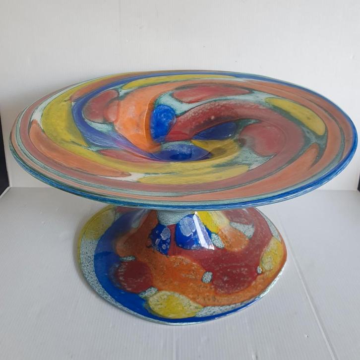 Zeer fraaie fruitschaal van glas / kristal - kleurrijk, Antiek en Kunst, Kunst | Designobjecten, Ophalen of Verzenden