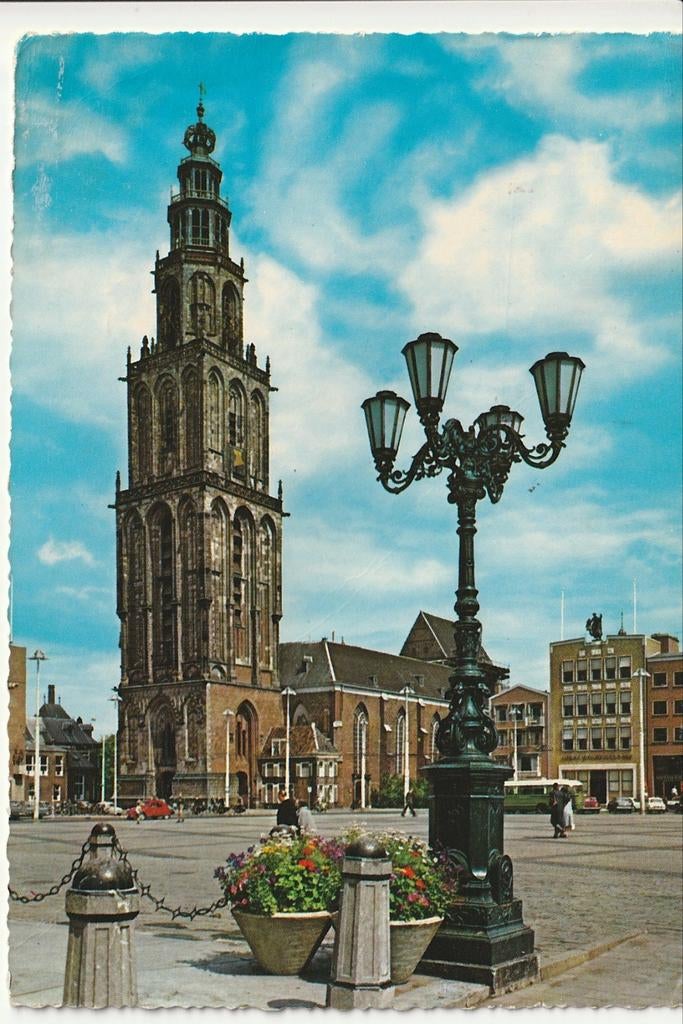 GRONINGEN GROTE MARKT MARTINITOREN OUDE GROENE GADO AUTOBUS, Ophalen of Verzenden, 1960 tot 1980, Gelopen, Groningen