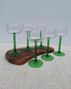 Vintage wijnglazen groene voet Luminarc France, Overige typen, Ophalen of Verzenden, Zo goed als nieuw, X