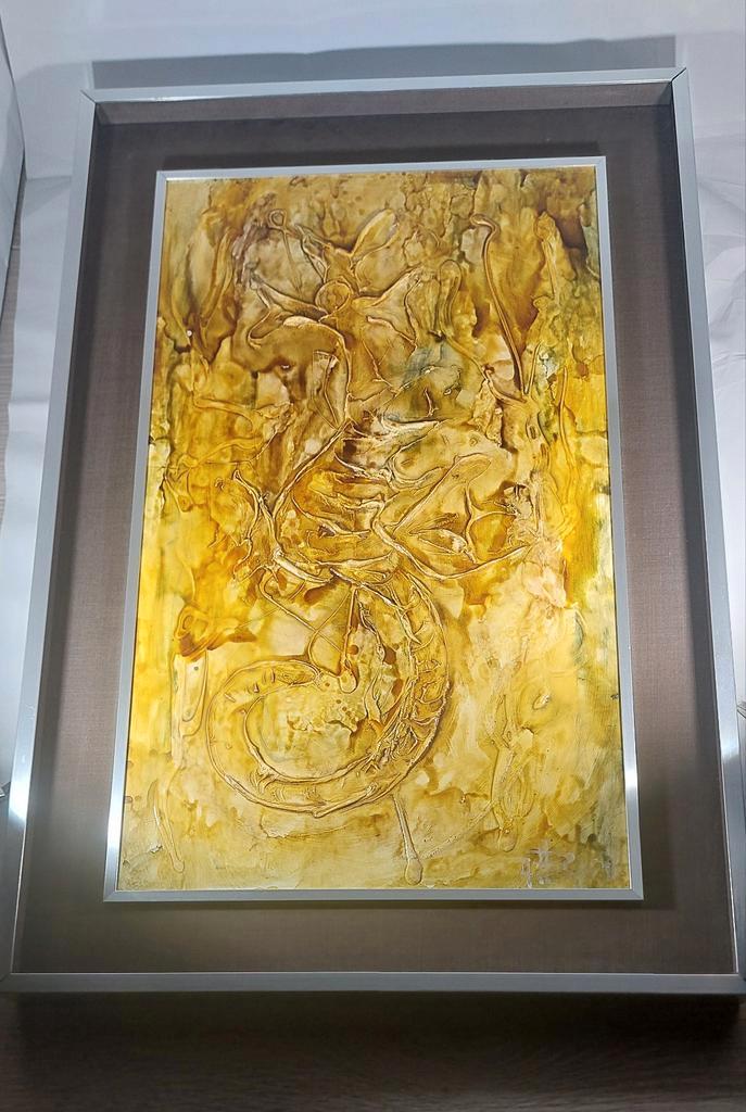Abstract Schilderij - Gesigneerd - Ingelijst, Antiek en Kunst, Kunst | Schilderijen | Abstract, Ophalen of Verzenden