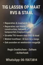 Mobiel TIG-lassen RVS & staal – regio Doetinchem, Diensten en Vakmensen, Lassers en Metaalbewerking, Komt aan huis, Lassen