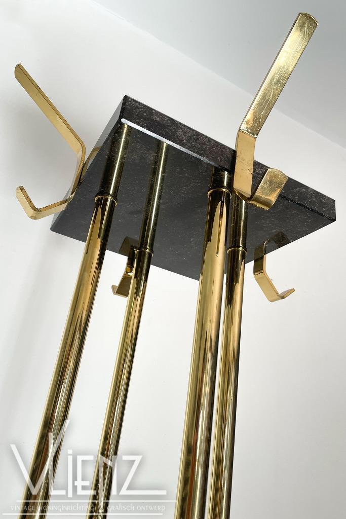 Vintage, Hollywood Regency kapstok marmer messing midcentury, Huis en Inrichting, Woonaccessoires | Kapstokken, Gebruikt, Staande kapstok