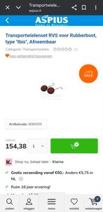 Transportwielen RVS Rubberboot Ibis - Afneembaar, Watersport en Boten, Ophalen of Verzenden, Gebruikt, Overige typen