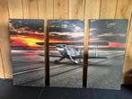 Vliegtuig 3-luik schilderij, Ophalen of Verzenden, Zo goed als nieuw, Schilderij, 100 tot 125 cm