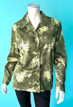 Vintage jaren 70 blouse groen met bladmotief maat 44, Verzenden, Maat 42/44 (L), Vintage, Gedragen