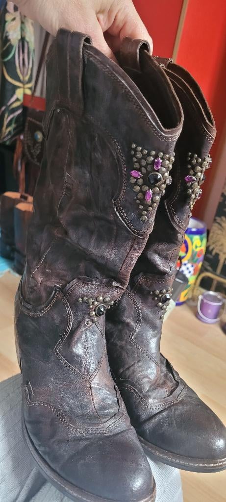 Vic/Matje mt 38 cowboy laarzen met stenen, Kleding | Dames, Schoenen, Bruin, Lage of Enkellaarzen, Ophalen of Verzenden, Zo goed als nieuw