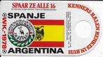 Rso92 sticker wk 1978 spanje argentina, Verzamelen, Ophalen of Verzenden, Zo goed als nieuw, Bedrijf of Vereniging