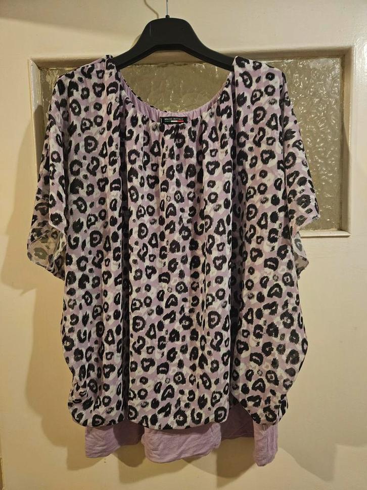 Blouse met luipaardprint, Kleding | Dames, Grote Maten, Zo goed als nieuw, Blouse of Tuniek, Paars, Ophalen of Verzenden