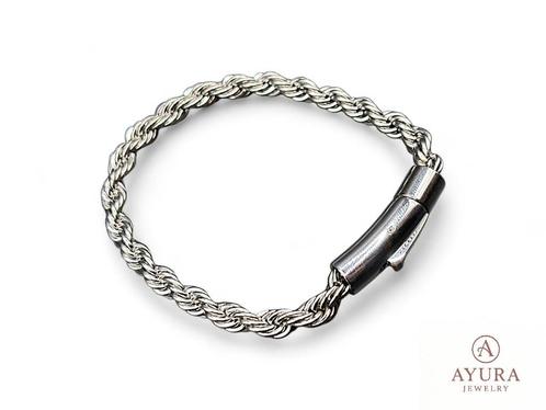Roestvrij stalen heren armband - Gevlochten schakel, Sieraden, Tassen en Uiterlijk, Armbanden, Nieuw, Staal, Zilver, Verzenden