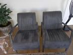 2 fauteuils kleur grijs/basalt, Huis en Inrichting, Fauteuils, Ophalen, Gebruikt, 75 tot 100 cm, Metaal