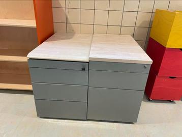 1x ladekast / bureau ladeblok grijs metaal beschikbaar voor biedingen