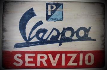 Handgeschilderd houten reclamebord/Vespa/Piaggio/Italië beschikbaar voor biedingen