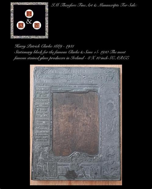 Harry Clark museaal printers blok van historisch belang 1910, Antiek en Kunst, Kunst | Designobjecten, Verzenden