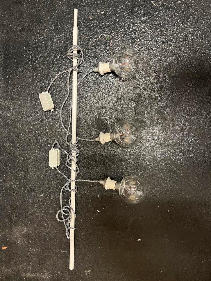 3-delige lampenset op stang, Huis en Inrichting, Lampen | Hanglampen, Zo goed als nieuw, Minder dan 50 cm, Metaal, Ophalen of Verzenden