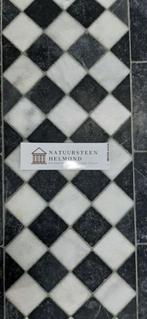 Wit en zwart marmer anticato dambord 10x10 vloertegel, Nieuw, Minder dan 20 cm, 10 m² of meer, Vloertegels