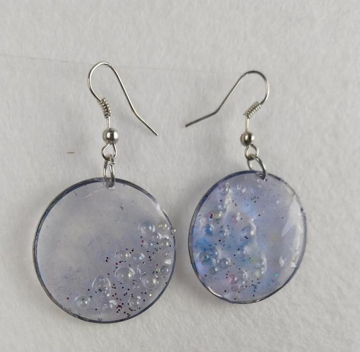 Oorbellen met glaspareltjes, Sieraden, Tassen en Uiterlijk, Oorbellen, Nieuw, Hangers, Blauw, Ophalen of Verzenden