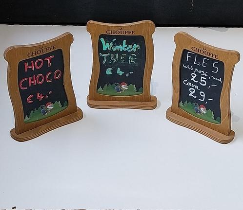 3 st. La Chouffe Bier tafel krijtbordjes ( per stuk € 6,00), Verzamelen, Biermerken, Overige typen, Overige merken, Ophalen of Verzenden
