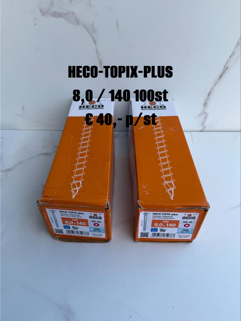 HECO-TOPIX-PLUS Schroeven 8,0 x 140 mm - 100 stuks, 100 tot 250 mm, Schroeven, Nieuw, Ophalen of Verzenden