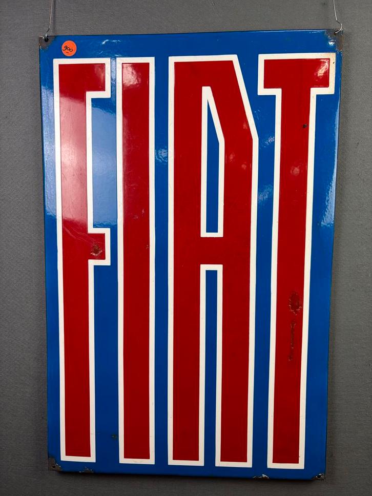 FIAT emaille reclamebord origineel en oud 68 x 97 cm, Antiek en Kunst, Antiek | Emaille, Ophalen