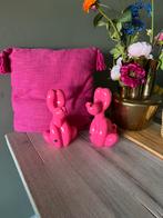 Kussen met 2 ballon hondjes, Ophalen of Verzenden, Zo goed als nieuw, Roze, Vierkant