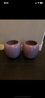 2 mooie grote paarse bloempotten, Ophalen of Verzenden, Zo goed als nieuw, Rond, Minder dan 25 cm