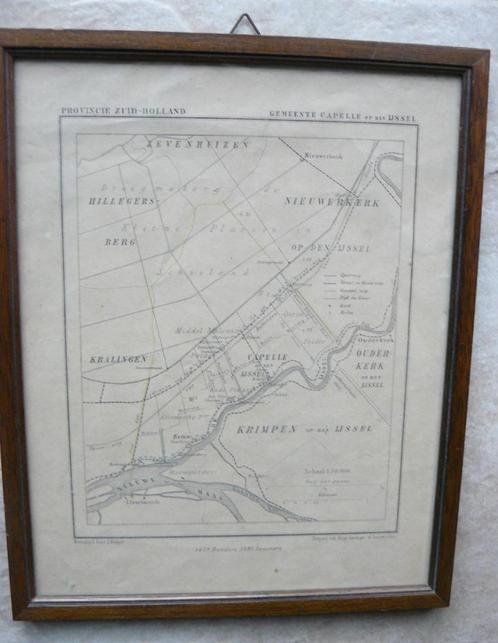 Historische kaart van Capelle a/d IJssel, Boeken, Atlassen en Landkaarten, Landkaart, Nederland, 1800 tot 2000, Ophalen of Verzenden