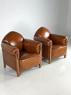 2x clubchair schapenleer Art Deco