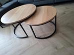 Set 2 lichte eiken salontafels van de Bommel, Ophalen, Minder dan 45 cm, Gebruikt, Rond