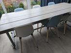 Eettafel steigerhout en steigerbuis, Huis en Inrichting, Tafels | Eettafels, Ophalen, Gebruikt, 200 cm of meer, 50 tot 100 cm