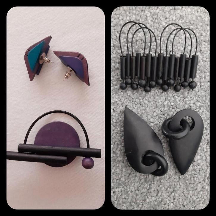 Vintage houten sieradensets, 80's/90's, super lichtgewicht, Sieraden, Tassen en Uiterlijk, Overige Accessoires, Zo goed als nieuw