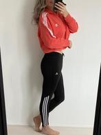 Adidas sport zalm oranje korte hoody sweater witte streep 40, Maat 38/40 (M), Ophalen of Verzenden, Zo goed als nieuw, Adidas