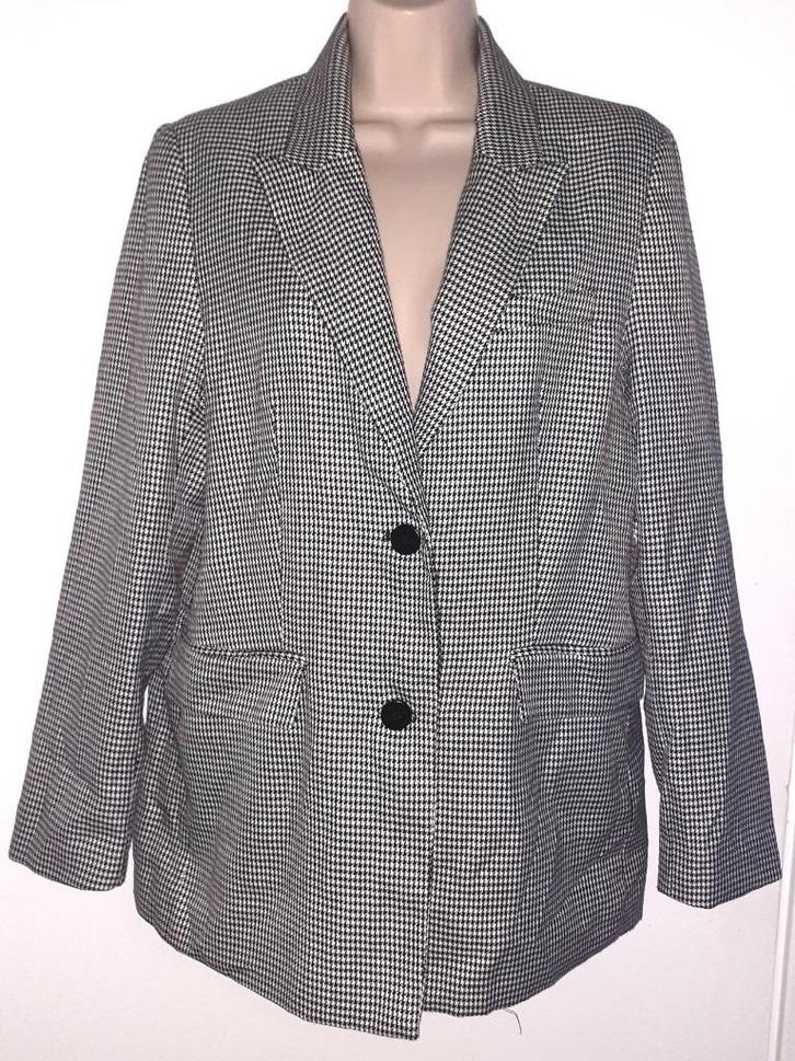 Amisu zwart/wit jasje / blazer maat 38, Kleding | Dames, Jasjes, Kostuums en Pakken, Zo goed als nieuw, Maat 38/40 (M), Zwart