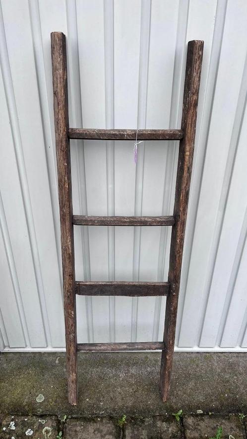 Brocante oud houten laddertje - ladder, Antiek en Kunst, Curiosa en Brocante, Ophalen