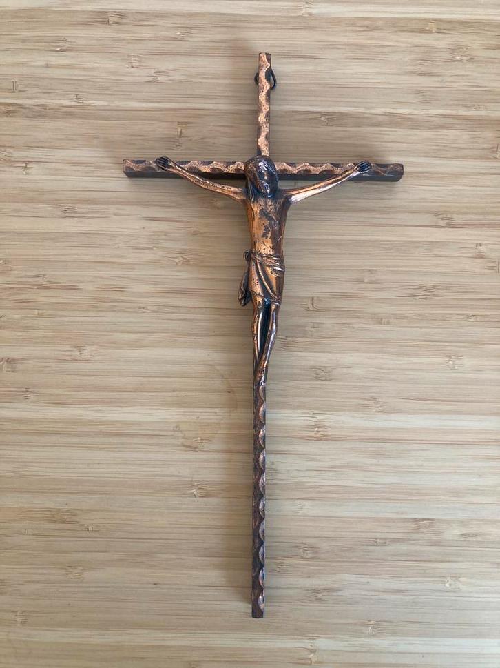 Koper antiek kruis met corpus christi, Antiek en Kunst, Antiek | Religie, Ophalen of Verzenden