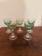 5 Vintage Val St Lambert Uranium Likeur Glazen, Ophalen