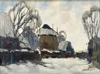 788. Olieverfschilderij, Jan Kelderman – Winterlandschap, Ophalen of Verzenden