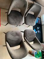 In nieuwstaat  4 stoelen stof velours, Ophalen, Zo goed als nieuw, Grijs
