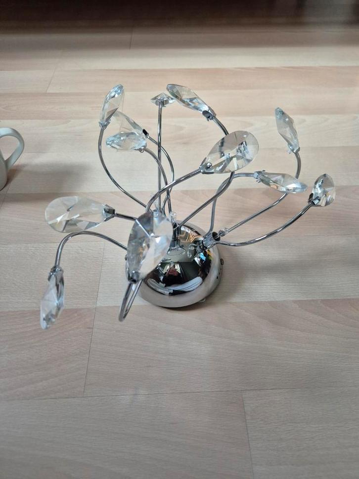 Moderne Plafondlamp met Kristallen, Huis en Inrichting, Lampen | Plafondlampen, Zo goed als nieuw, Glas, Metaal, Ophalen of Verzenden