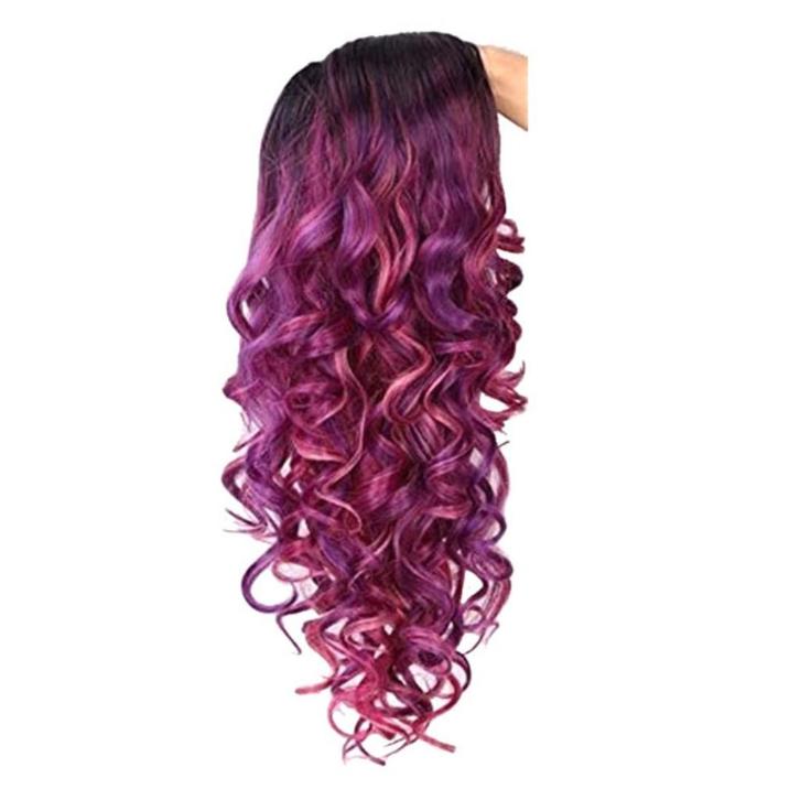 Pruik met lang krullend haar in paars magenta mix, Sieraden, Tassen en Uiterlijk, Uiterlijk | Haarverzorging, Nieuw, Pruik of Haarverlenging