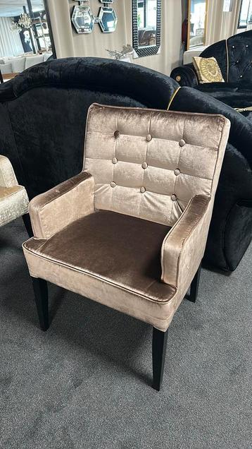 Eetkamer stoel OLAF goud bruin velvet stof UITVERKOOP beschikbaar voor biedingen